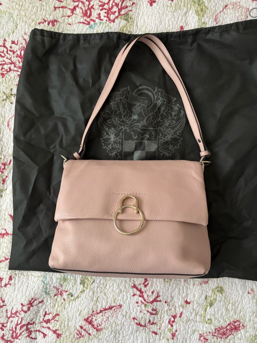 Vince Camuto Plumb Cameo Pink Pebbled Leather Convertible Shoulder Bag